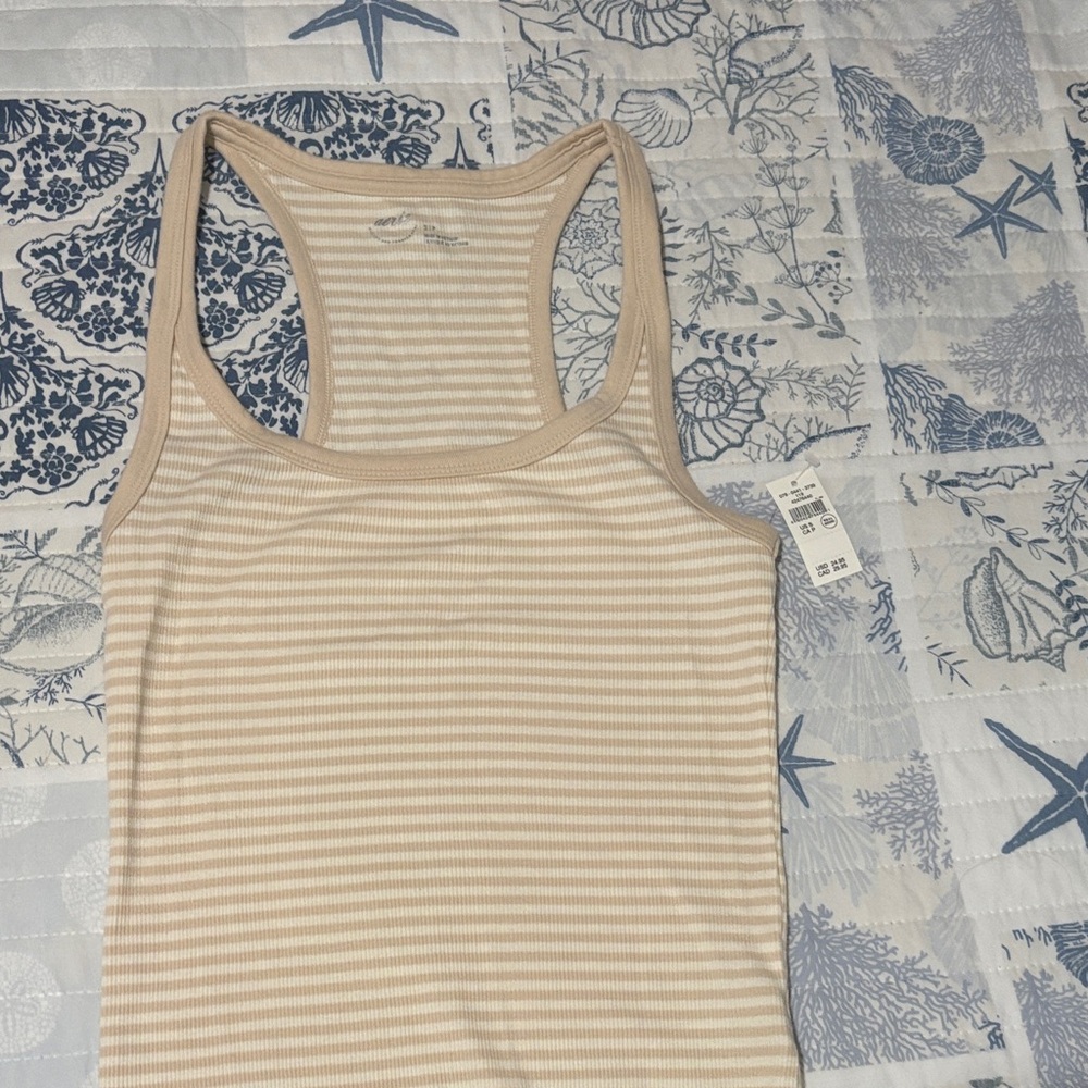 Aerie Striped Beige Tank Top
